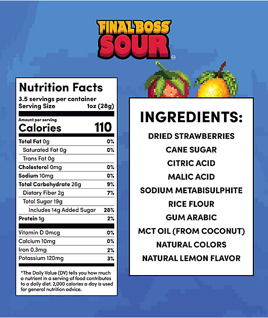 Final Boss Sour Level 1 Strawberry Lemonade Fruit Candy