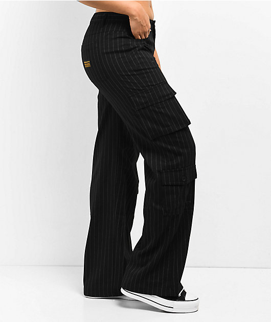 Vintage Y2K Black Pinstripe Low Rise Flare Pants