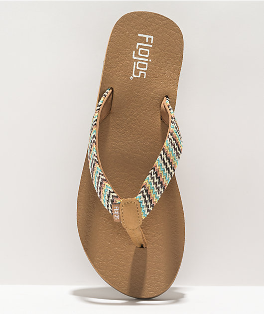 Flojos Juno Weave Tan & Multi Sandals