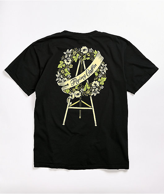Flying Coffin Wreath Black T-Shirt