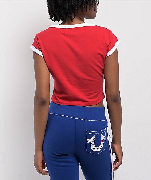 Ford x True Religion Crystal Mustang Aurora Red Crop T-Shirt