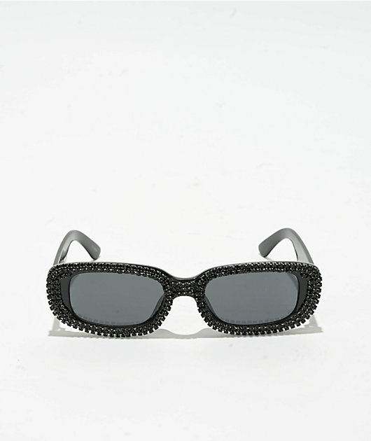 Forehead Black Rhinestone Sunglasses