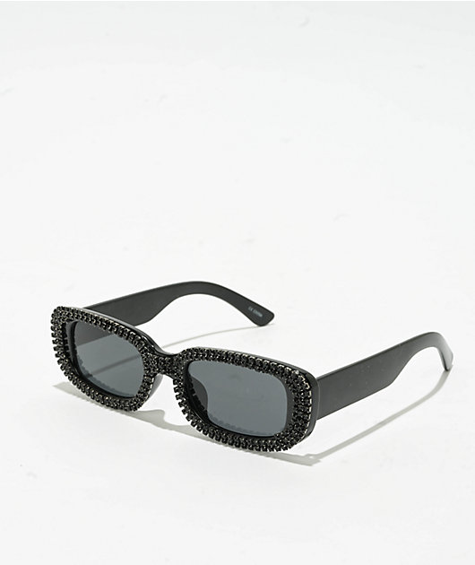 Forehead Black Rhinestone Sunglasses