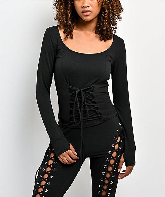 Forest Ink Viper Lace Up Black Long Sleeve Top | Zumiez