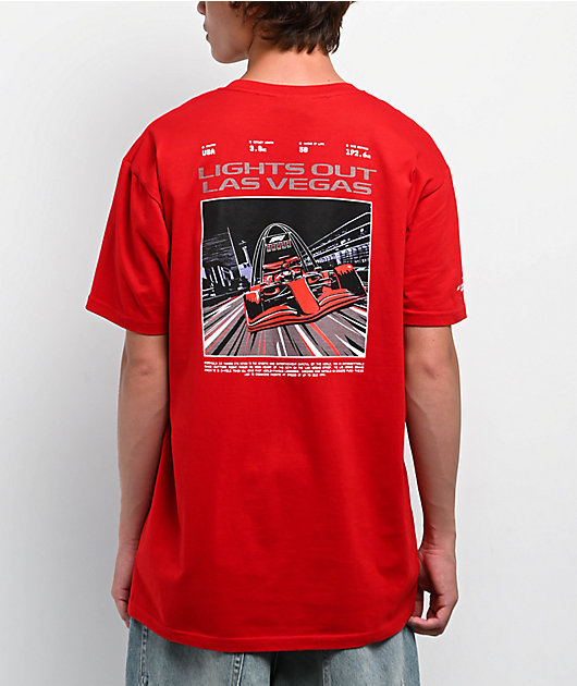 F1 レッドブル　ラスベガスGP Tシャツ Formula 1 Las Vegas Grand Prix Lights Out Red T-Shirt | Zumiez