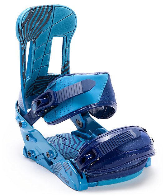 blue snowboard bindings
