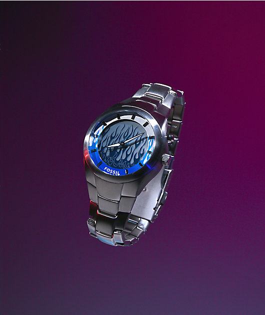 Fossil Big Tic Y2K Flame Silver Analog & Digital Watch