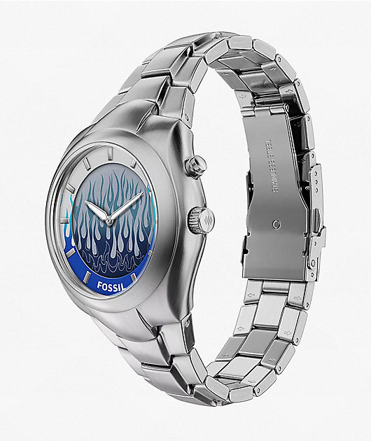 Fossil Big Tic Y2K Flame Silver Analog & Digital Watch | Zumiez