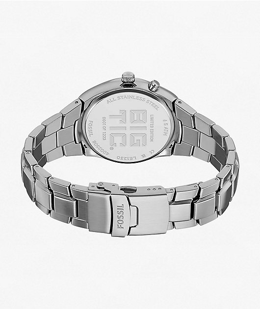 Fossil Big Tic Y2K Flame Yellow & Silver Analog & Digital Watch