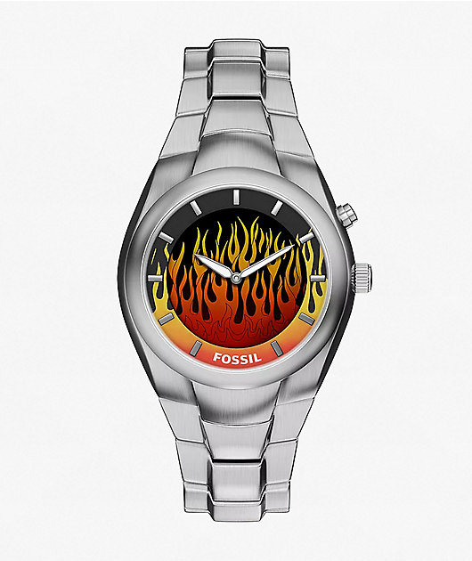 Fossil Big Tic Y2K Flame Yellow & Silver Analog & Digital Watch