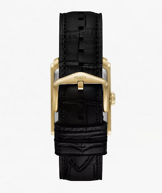 Fossil Caraway Black Croco & Gold Analog Watch