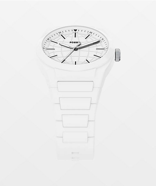 Fossil Everett Silicone White Analog Watch
