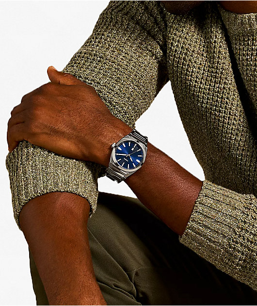 Fossil Everett Silver & Navy Analog Watch