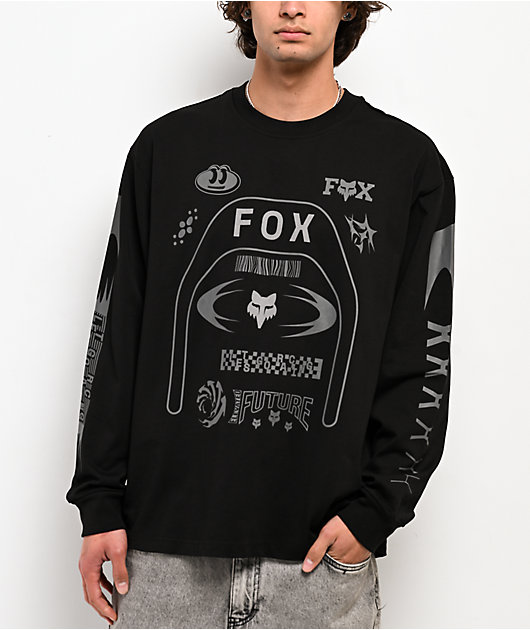 ミュージシャン BABYL L FORCE LONG SLEEVE Fox Racing Image Cosmo Black Oversized Long Sleeve T-Shirt | Zumiez