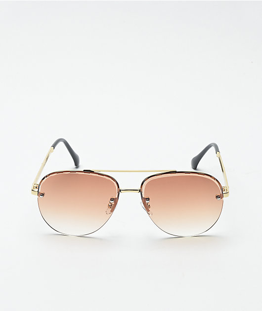 Frameless Gold & Smoke Sunglasses