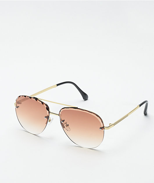 Frameless Gold & Smoke Sunglasses