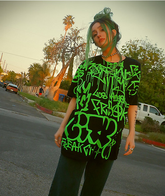 Freak City Graffiti Black & Green T-Shirt