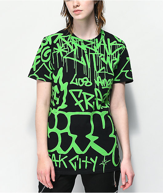 Freak City Graffiti Black & Green T-Shirt