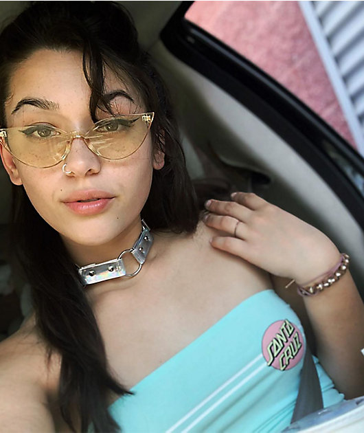 Freebird Clear Yellow Cat-Eye Sunglasses