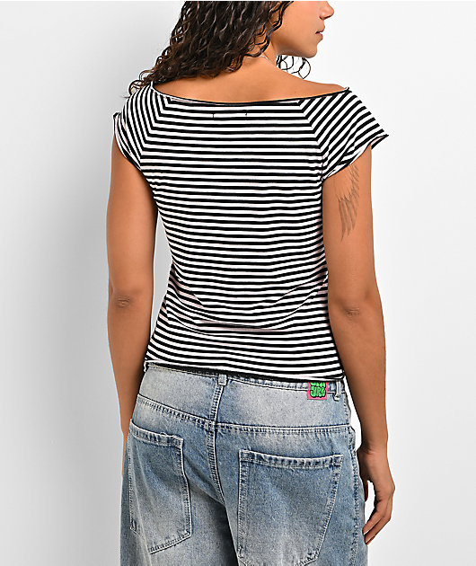 Freeworld Isabel Striped Pink & Black Top