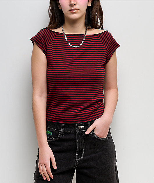 Freeworld Isabel Striped Red & Black T-Shirt