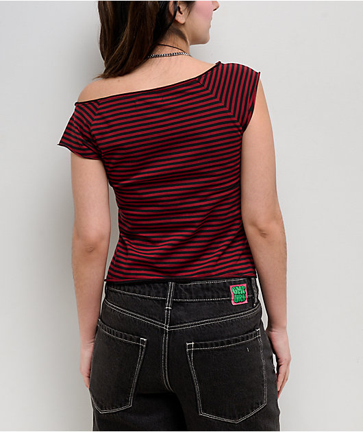 Freeworld Isabel Striped Red & Black T-Shirt | Zumiez