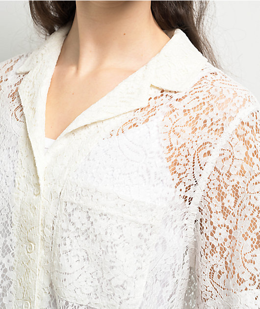 Freeworld Libby Lace Ivory Button Up Shirt | Zumiez