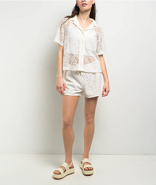 CLANE LADY LACE SHIRT アイボリー CLANE LADY LACE SHIRT