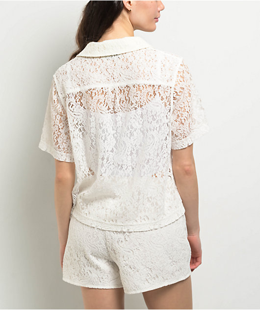 CLANE LADY LACE SHIRT アイボリー CLANE LADY LACE SHIRT