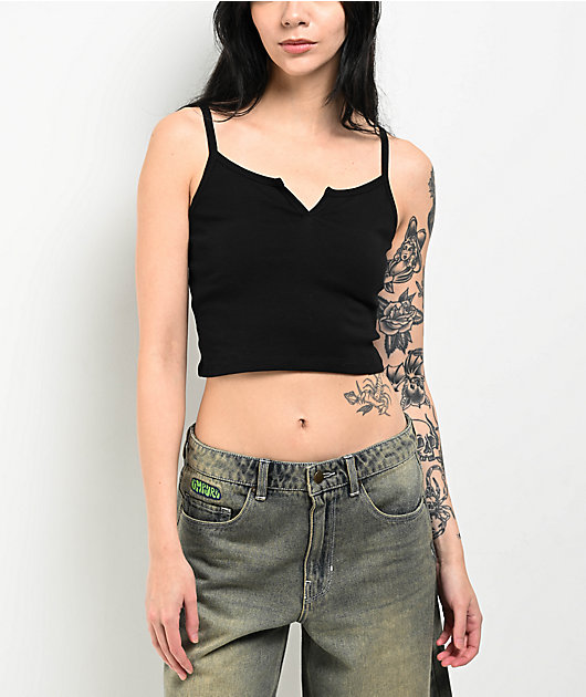 アイドル black tank top Freeworld Mirabelle Black Crop Tank Top | Zumiez