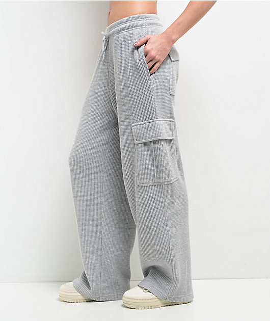 Freeworld Nola Waffle Grey Cargo Relaxed Sweatpants | Zumiez