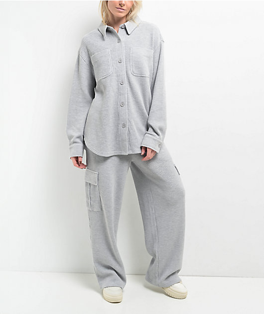 Freeworld Nola Waffle Grey Cargo Relaxed Sweatpants | Zumiez
