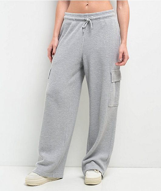 Freeworld Nola Waffle Grey Cargo Relaxed Sweatpants | Zumiez