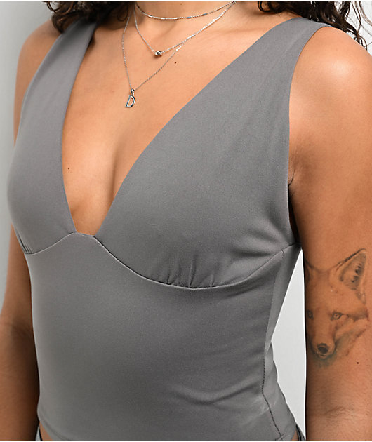 【AMOMENTO / アモーメント】 ★ ② 24070410002410 CUT-OUT SLEEVELESS TOP:ノースリーブ レディース グレー FREE FREAK'S STORE（フリークスストア） タンクトップ ノースリーブ