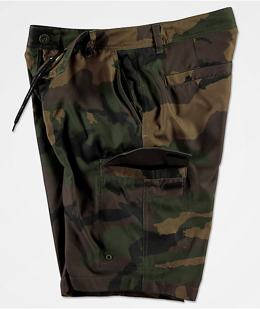 Freeworld Smashing Woodland Camo Cargo Hybrid Shorts
