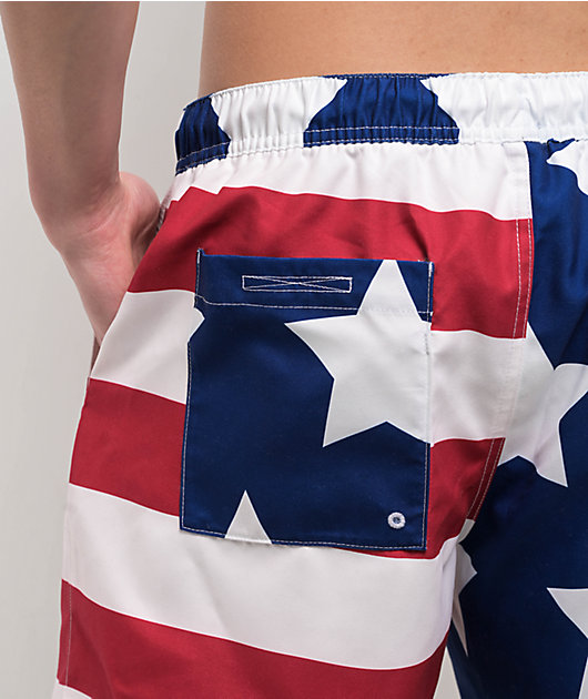 Freeworld Spangled Red, White & Blue Board Shorts