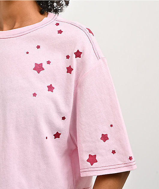 Freeworld Yulia Stars Pink Crop T-Shirt