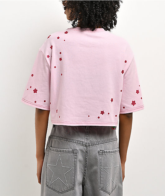Freeworld Yulia Stars Pink Crop T-Shirt