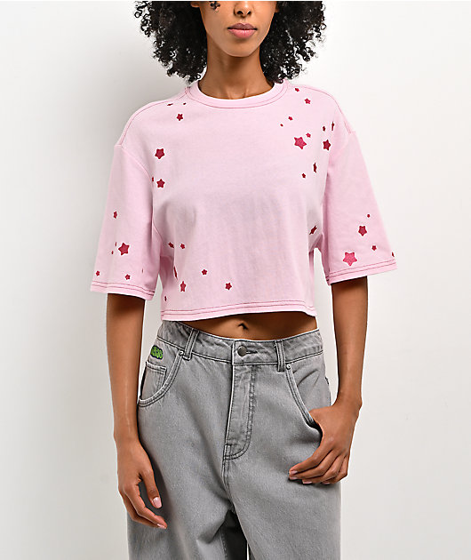Freeworld Yulia Stars Pink Crop T-Shirt