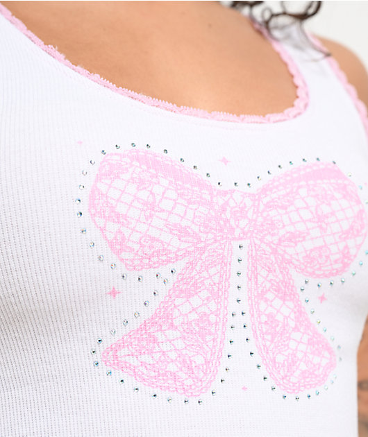 トップス theredthread S ribbon jewel tank THEREDTHREAD / ザレッドスレッド】S ribbon jewel tank