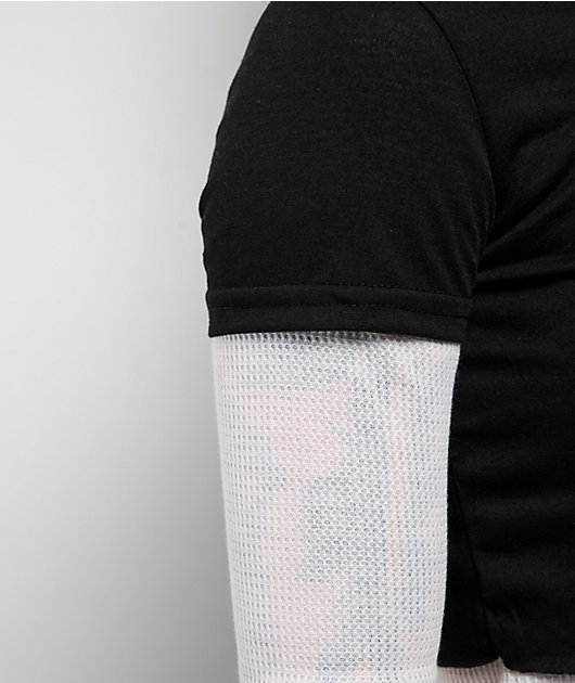 French Twist Black & White 2fer Thermal Long Sleeve T-Shirt | Zumiez