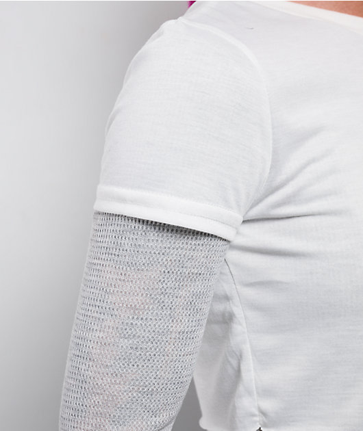 French Twist White & Grey 2fer Thermal Long Sleeve T-Shirt