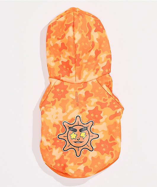 Fresh Pawz x Glo Gang Orange & Yellow Camo Pet Zip Hoodie | Zumiez