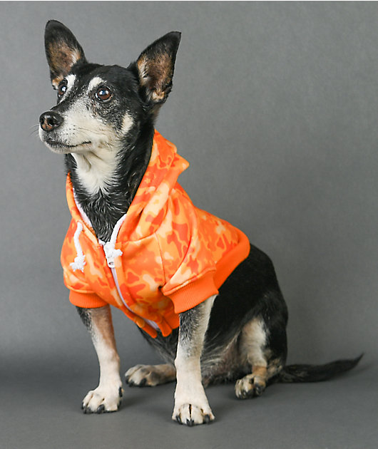 Fresh Pawz x Glo Gang Orange & Yellow Camo Pet Zip Hoodie | Zumiez