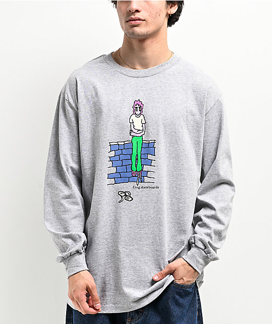 Frog Broken Glasses Grey Long Sleeve T-Shirt