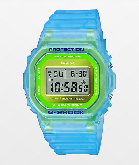 G-Shock DW5600 Clear Blue & Green Digital Watch