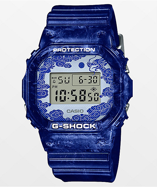 G-Shock DW5600BWP-2 Blue & White Digital Watch | Zumiez