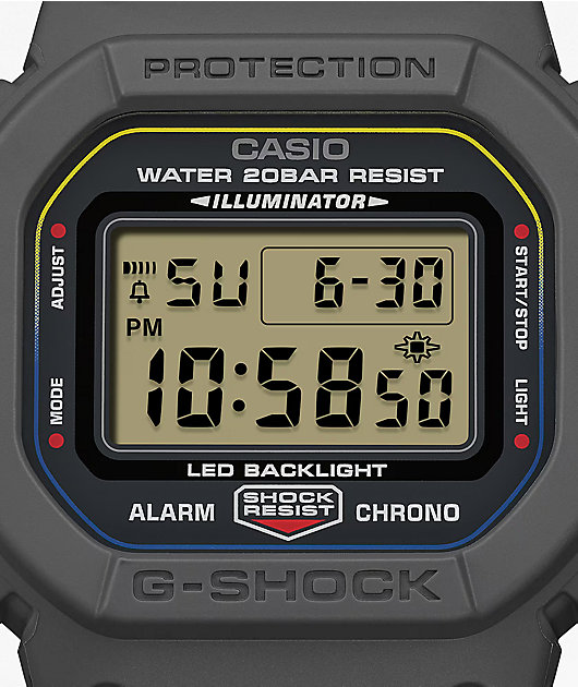 G-Shock DW5600MNC-1 Square Grey, Blue & Orange Digital Watch | Zumiez