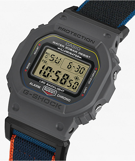 G-Shock DW5600MNC-1 Square Grey, Blue & Orange Digital Watch | Zumiez