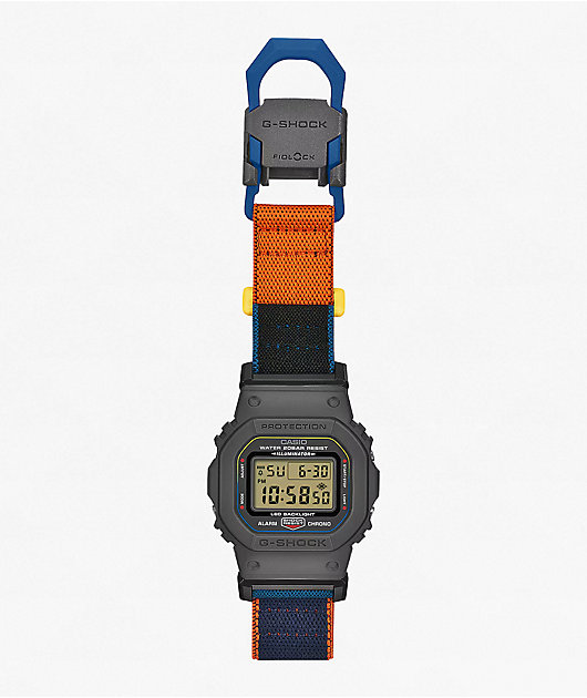 G-Shock DW5600MNC-1 Square Grey, Blue & Orange Digital Watch | Zumiez